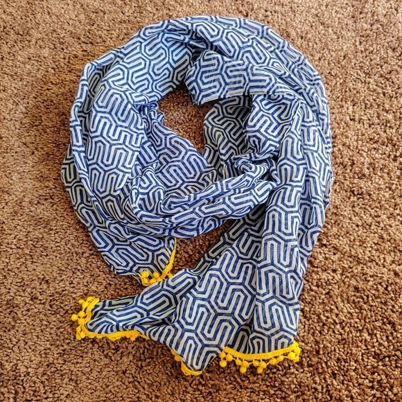 Mudpie gently worn blue&yellow oblong scarf - Picture 1 of 4
